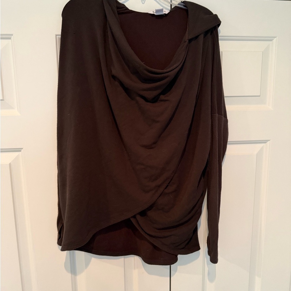 Athleta Truffle brown wrap type hoodie Top